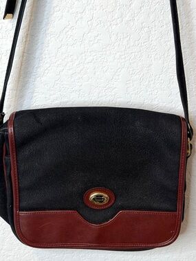 Bovano Crossbody Purse Brown Black Suede Adjustable Strap